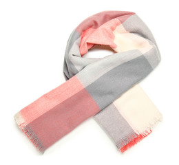 Beautiful scarf on white background