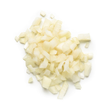 Fresh raw cut onion on white background