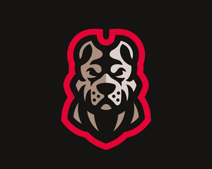 American pitbull modern logo. Dog design emblem template for a sport and eSport team.