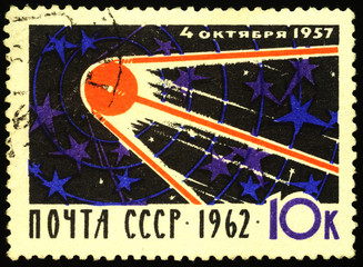 First Soviet satellite in space - obrazy, fototapety, plakaty