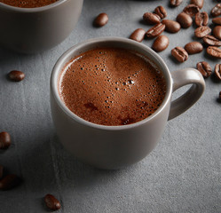 Obraz na płótnie Canvas close up of coffee cup