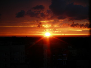 sunrise red cloudy sky