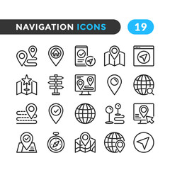 Navigation line icons. Outline symbols collection. Premium quality. Pixel perfect. Vector thin line icons set