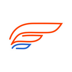 Letter e with wing form logo design