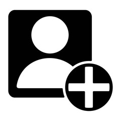 Fototapeta premium Add new user account or add new friend icon in solid line style. Person avatar symbol for perfect web and mobile applications.