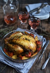  Tasty roasted turkey or chicken.  Grilled chicken  with vegetables.