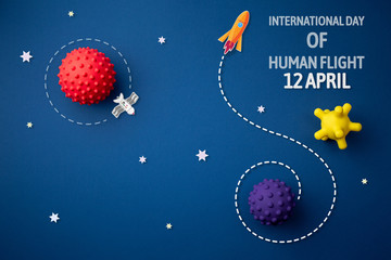 international day of space flight, blue background