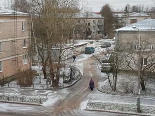 Fototapeta premium winter town street
