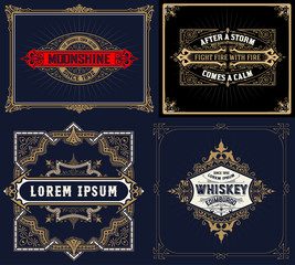 Set of 4 vintage cards. Vector layered