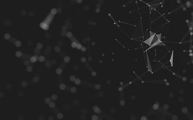 Abstract background. Molecules technology with polygonal shapes, connecting dots and lines. Connection structure. Big data visualization.