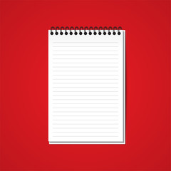 White Blank Paper Note Book on Red Background