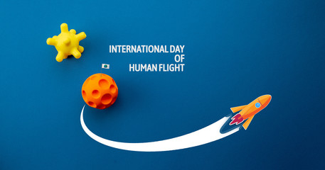 international day of space flight, blue background