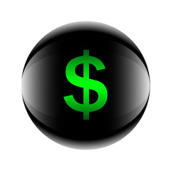 Dollar icon icon black-green in the form of a ball. Vector eps 10