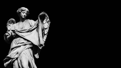Angel statue holding the Holy Veil. A 17th century baroque masterpiece at the top of Sant'Angelo...