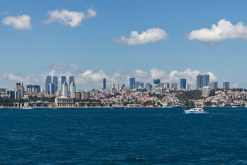 Fototapeta premium Panorama from Bosporus to city of Istanbul, Turkey