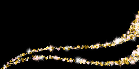Gold Glitter Stars. Luxury Shiny Confetti.