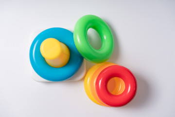 Infant educational toys on white background