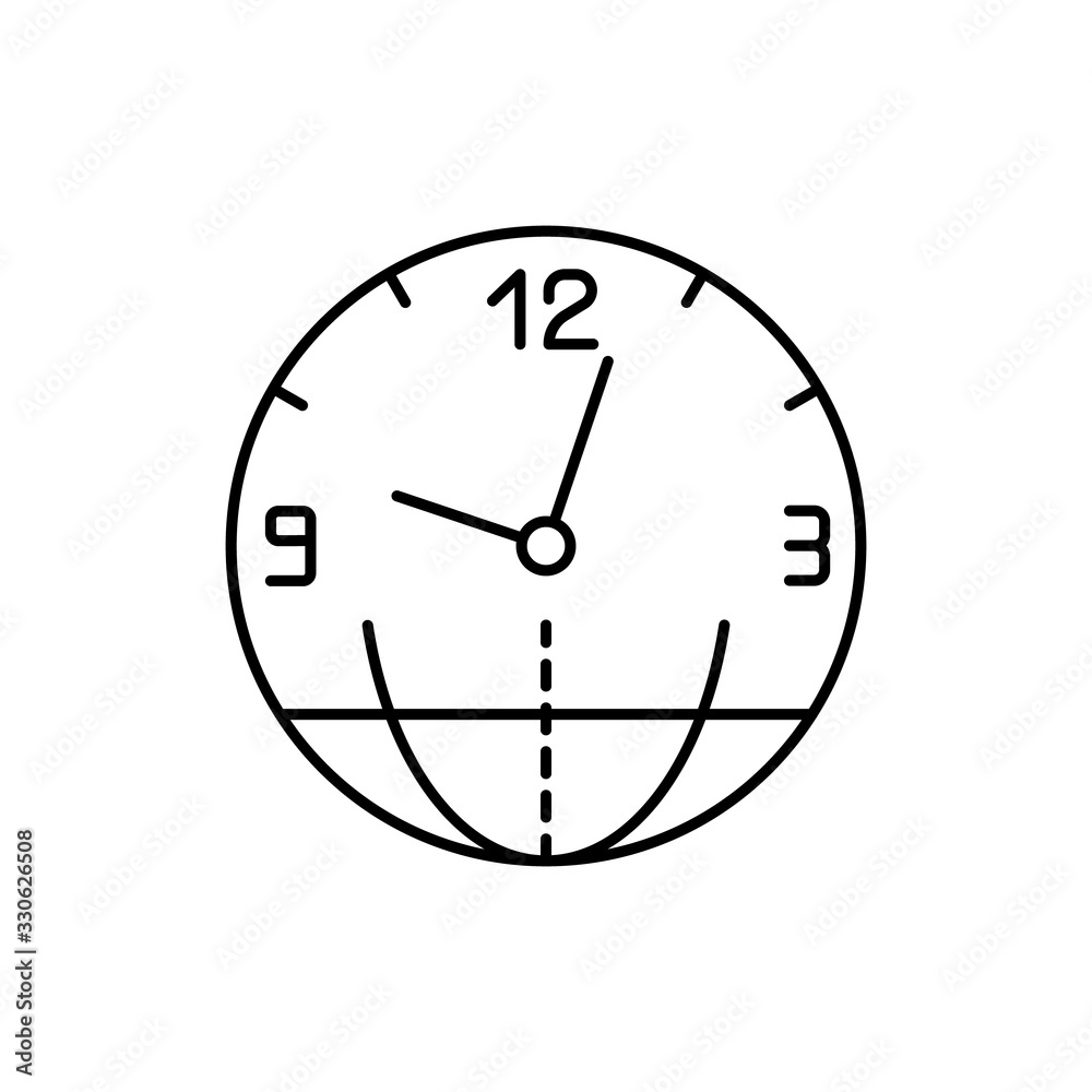 Poster clock, globe icon. simple line, outline vector elements of time management for ui and ux, website or