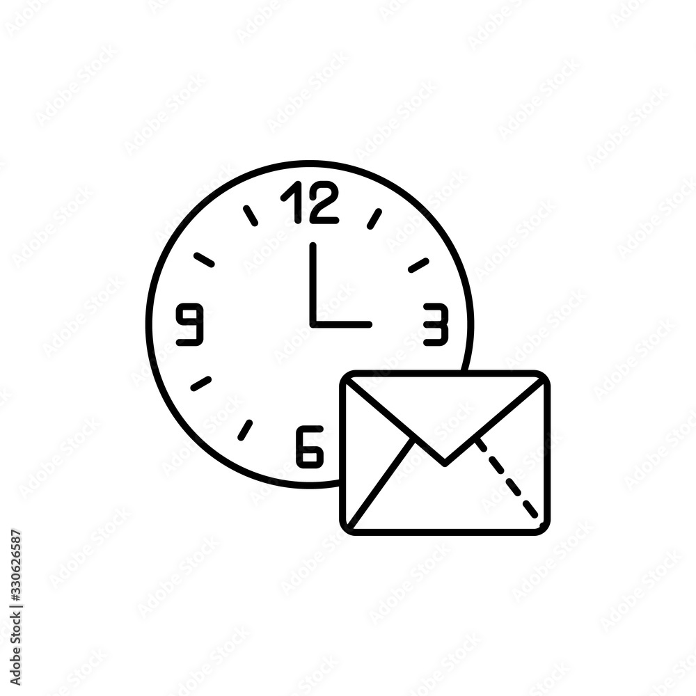Poster clock, mail icon. simple line, outline vector elements of time management for ui and ux, website or 
