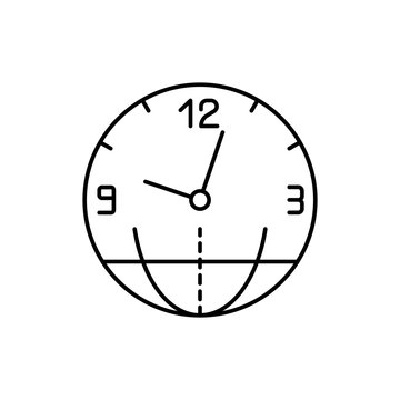 Clock, globe icon. Simple line, outline vector elements of time management for ui and ux, website or mobile application