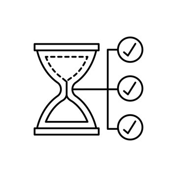 Clock, check mark, hourglass icon. Simple line, outline vector elements of time management for ui and ux, website or mobile application