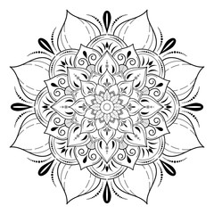 Circle flower of mandala with vintage floral style, Vector mandala Oriental pattern, Hand drawn decorative element. Unique design with petal flower. Concept relax and meditation use for page logo book