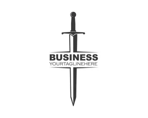 Fotobehang sword logo icon vector illustration design © sangidan