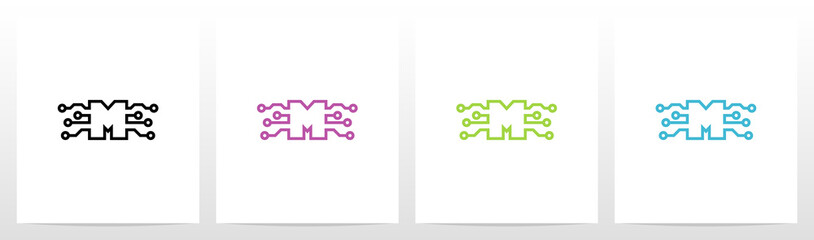  Digital Circuit Lines On Letter Logo Design M