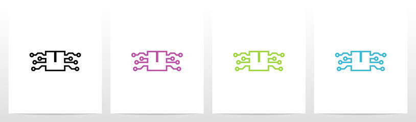  Digital Circuit Lines On Letter Logo Design U