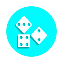 Dices badge icon. Simple glyph, flat vector of toys icons for ui and ux, website or mobile application