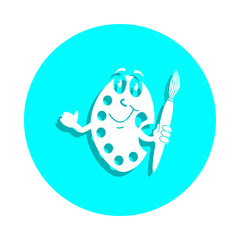 Cute paint brush with palette badge icon. Simple glyph, flat vector of toys icons for ui and ux, website or mobile application