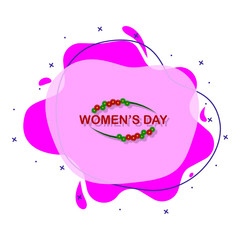 Women s day, poster color liquid bacdge icon. Simple color vector of 8 march icons for ui and ux, website or mobile application