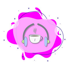 Listen to music for coffee colored liquid bacdge icon. Simple color vector of coffee icons for ui and ux, website or mobile application