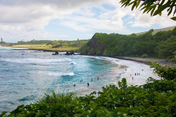 Naklejka premium Hamoa Beach, Blue Ocean, Hana, Maui, Hawaii