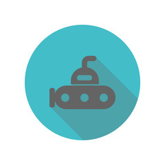 Bathyscaph, submarine long shadow icon. Simple glyph, flat vector of transport icons for ui and ux, website or mobile application