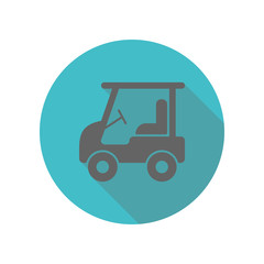 Electric golf cart long shadow icon. Simple glyph, flat vector of transport icons for ui and ux, website or mobile application