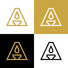 Letter A candle logo template, vector illustration