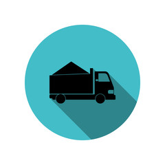 Truck with sand long shadow icon. Simple glyph, flat vector of transport icons for ui and ux, website or mobile application
