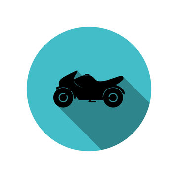 Sport motorcycle long shadow icon. Simple glyph, flat vector of transport icons for ui and ux, website or mobile application