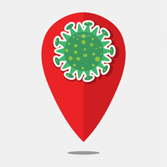 pin location the virus spread area vector illustration