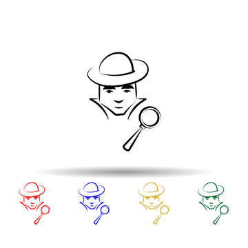 Detective avatar multi color icon. Simple thin line, outline vector of mobile concept icons for ui and ux, website or mobile application