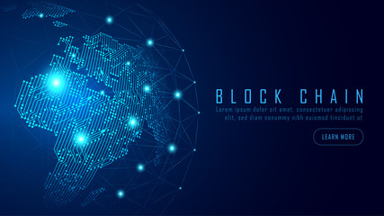 Blockchain technology with global connection concept
