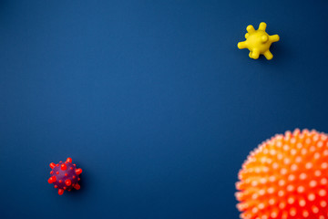 Naklejka na ściany i meble Abstract virus strain model on blue background.