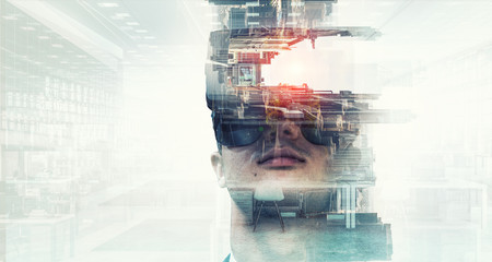 Virtual reality experience. Technologies of the future. Mixed media