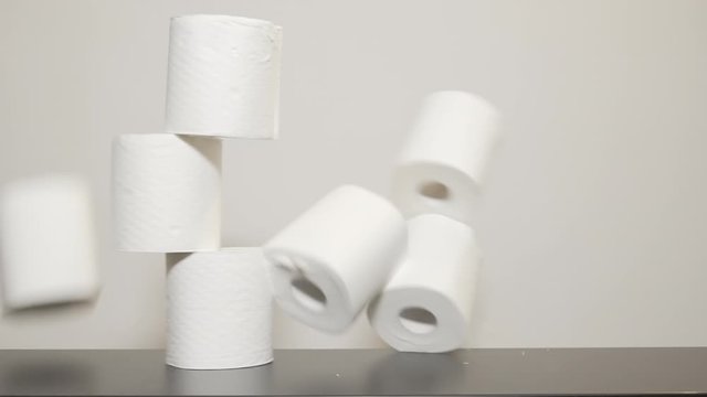 Coronavirus - Toilet Roll shape CV - Knock down - slow motion