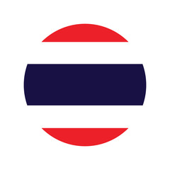 Thailand flag in glossy round button of icon. flag logo of Thailand emblem isolated on white background, Thailand national concept sign, Vector illustration.