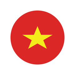 Vietnam flag in glossy round button of icon. flag logo of Vietnam emblem isolated on white background, Vietnam national concept sign, Vector illustration.