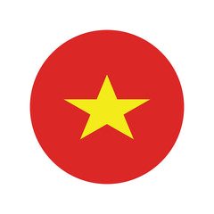 Vietnam flag in glossy round button of icon. flag logo of Vietnam emblem isolated on white background, Vietnam national concept sign, Vector illustration.