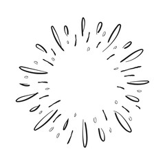 Sunburst doodle. Hand drawn star burst explosion. Illustrated Design Element.