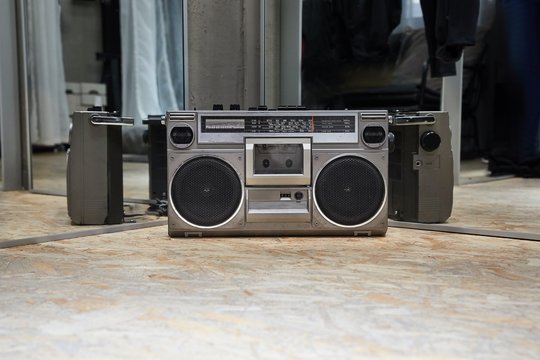 Vintage Cassette Player On A Gym Floor